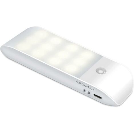 Veilleuse Led Automatique,Veilleuse Détecteur de Mouvement Rechargeables USB, ON/AUTO/OFF,Lampe de Placard Blanche Naturelle,Aimanté,pour Salon, Chambres, Escaliers, Armoires, Couloir (1/4)