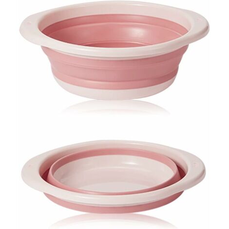 bassine Retractable, bassine Pliable, Bol à Vaisselle Rond Pliable Moyen Multifonctionnel, Bol Pliable Portable Peu encombrant pour Laver Les légumes, la Vaisselle, sous-vêtement (Rose) (1/4)