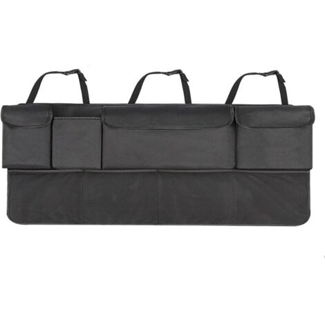 Organisateur de coffre de voiture, protections dorsales, multi-poches, rangement de voyage pour enfants, durable et pliable, filet de rangement pour couverture arrière de voiture (1/4)