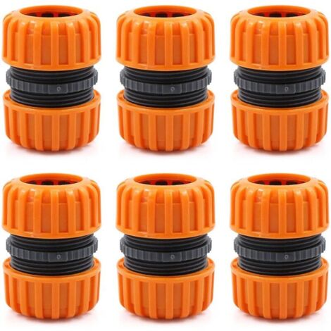 Kit de réparation de tuyau d'arrosage - 6 pièces pour raccorder 19 mm (3/4"), pour un raccordement facile et rapide ou un tuyau de réparation sans outils, jaune