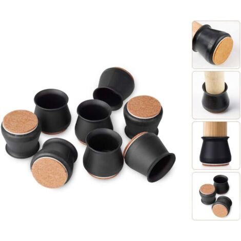 【Lastest】28Pcs Silicone de Chaise Pieds Protecteur, Silicone Chaise Casquettes Pieds, Embout de Chaise avec Antidérapant Feutre Empêchent les Rayures au sol et Réduisent le Bruit, Noir. (1/4)
