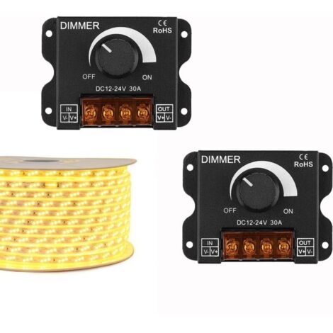 Variateur rotatif à LED contrôleur de gradation DC 12V-24V 30A PWM bouton de gradateur pour régler la luminosité(lot de 2) (1/4)