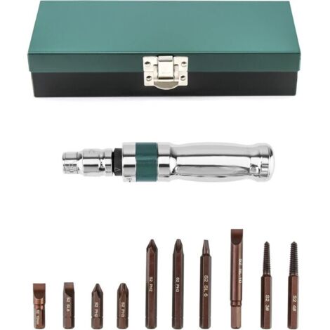 Coffret de Tournevis à Frapper, Tournevis à Chocs + Adaptateur + Embouts, 12 Pièces, 1/2" (1/4)