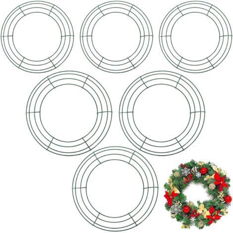 Cadre de Couronne en Fil Metallique, Anneaux Couronne de Fleurs, Lot de 6 Anneaux de Couronne de Noël en Fil Métallique, pour Nouvel an Saint Valentin Décoration (8 Pouces et 10 Pouces) (1/5)