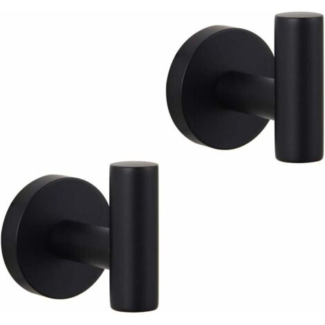 Bathroom Matte Black Coat Hook SUS 304 Stainless Steel Single Towel/Robe Clothes Hook for Bath Kitchen Contemporary Hotel Style Wall Mounted 2 Pack (1/5)