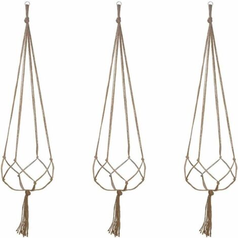 Panier Suspendu en Macramé, 3 Pièces en Corde de Coton Panier Suspendu Porte-panier pour Plantes pour Plafonds Extérieurs Intérieurs Balcons Décoration Murale (48 Pouces) (1/5)