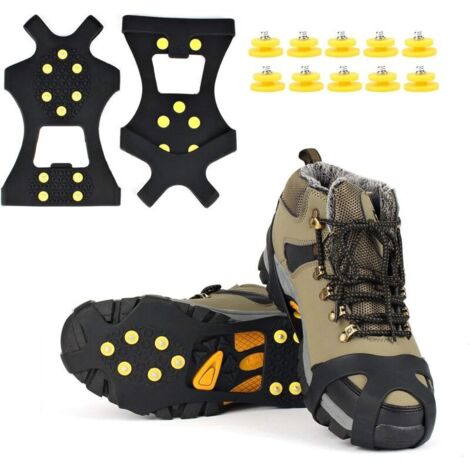 Glace Traction Crampons Antidérapant sur Chaussures/Bottes 10 Clous à Neige Grips Crampons Crampons Pointes