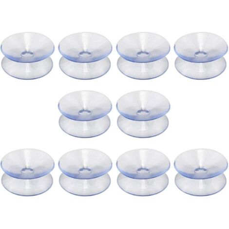 Lot de 10 ventouses double face en silicone 35mm – Transparent sans crochets – Pour surfaces lisses en verre, céramique, acier inoxydable (1/5)
