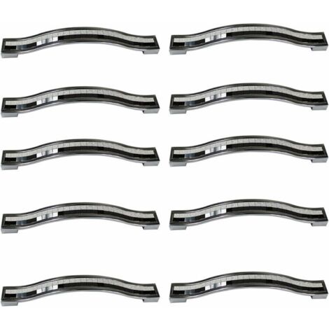 Lot de 10 poignées de tiroir en alliage strass cristal pour commode armoire de cuisine placard, noir et blanc, 128MM-10PCS (1/4)