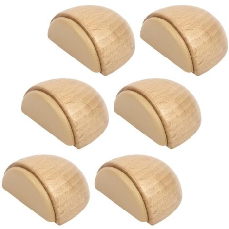 Lot de 6 Butée de Portes - Arrêt de Porte Adhesive en Bois pour Sol et Parquet – Stop Porte Adhésif - Butoir de Porte (Hetre Naturel) (1/4)