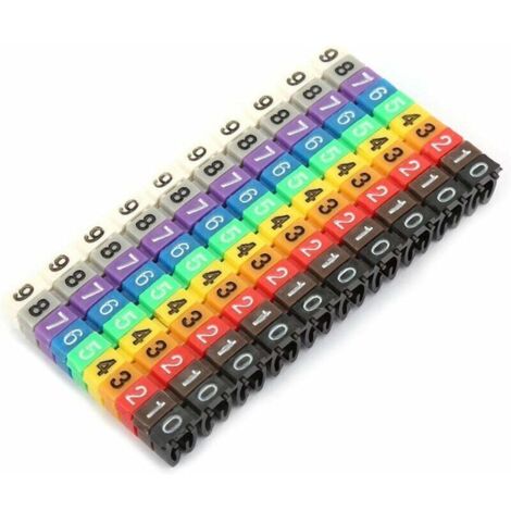 Étiquettes de câbles colorées 100 pcs – Marqueurs numériques codés pour identification rapide – Conception antidérapante type C - 100Pcs (1/5)