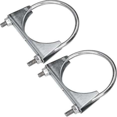2pcs Colliers de Serrage pour Tuyau d'échappement, 89 mm U Bolt Clamp Colliers d'échappement Universel pour Raccords de Tuyaux, Montage d'antennes, Pince de Serrage (1/5)