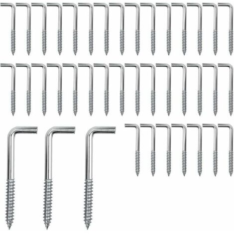 Lot de 40 crochets à visser 15mm – Acier galvanisé pour bois – Charge max 10kg – Installation rapide dans environnements humides (1/5)