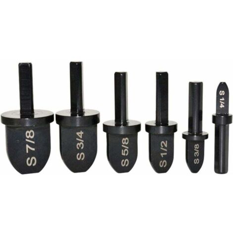 Lot de 6 forets à sertir avec embouts 1/4" 3/8" 1/2" 5/8" 3/4" 7/8", extenseur de tuyau en cuivre pour tournevis, outil de sertissage multifonction pour tuyau en cuivre, roulement portable Acier (1/5)