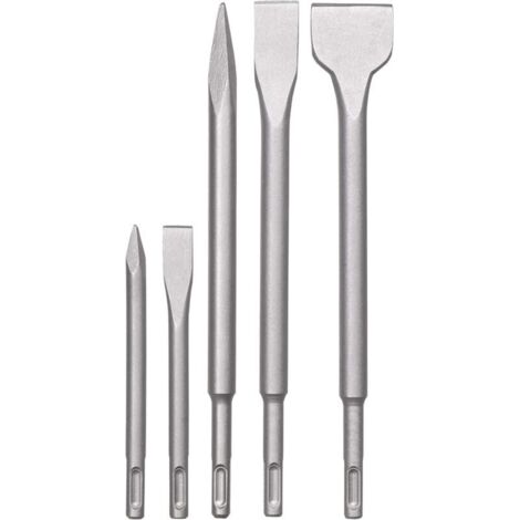 SDS-Plus Jeu de burins marteau, jeu de 5 burins pour la pierre et le béton dans un coffret en plastique (1/3)