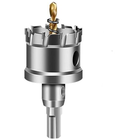 Scie cloche TCT 35mm pour métal dur – Profondeur de coupe 25mm – Tige de 10mm – Avec foret pilote plaqué titane (1/5)