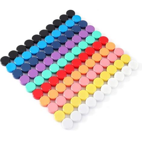 Aimant, Lot de 100 Aimant Frigo Aimant Puissant, Magnet Frigo Aimants Tableau Magnétique, Petit Rond Colorés Décoratifs Aimants pour Réfrigérateur, Tableau Blanc, L'école, Bureau (10 Couleurs) (1/5)