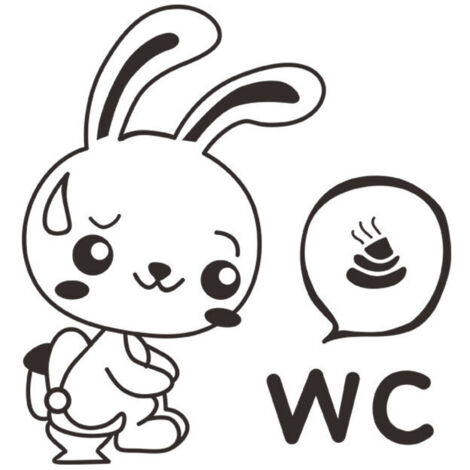 Cartoon Lapin Toilettes Stickers WC drôles Stickers muraux pour Cartoon Animale Salle de Bains Décoration (1/5)