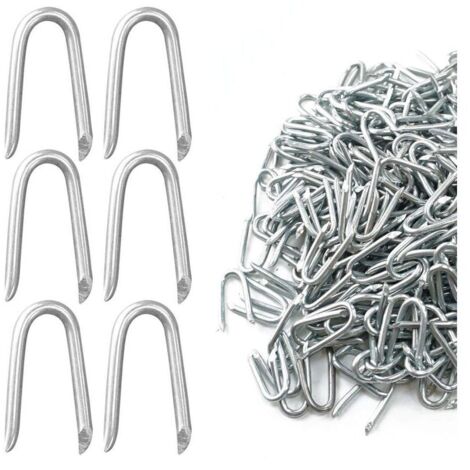 Clou en U pour Grillage 500g(Environ 350 pièces), 25mm Crampillon Cloture Galvanisés, Agrafe Grillage pour Grillage Cloture, Grillage a Mouton, Piquet Cloture Grillage