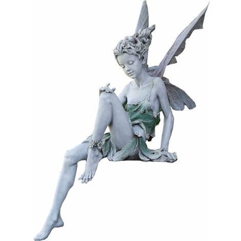 Figurine de jardin fée assise 22 cm – Étanche et résistante au soleil – Décoration extérieure unique – Surfaces bicolores (1/5)