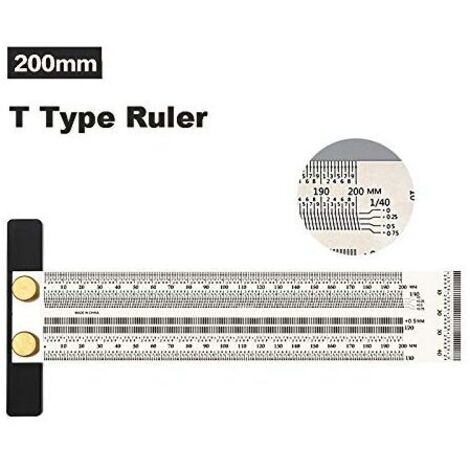 Marquage Règle en T Haute Précision le Travail du Bois Règle de la Ligne de Traçage à L'échelle avec des Trous Règle de Traçage Jauge Outil de Mesure Outils de Marquage de Menuisier (200 mm) (1/5)