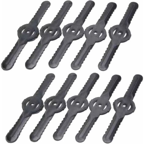 Remplacement des Têtes de Lame de Coupe-Herbe Tondeuse à Gazon Lames de Débroussailleuse Têtes de Lame De Désherbant（Plastic blade x 10） (1/5)