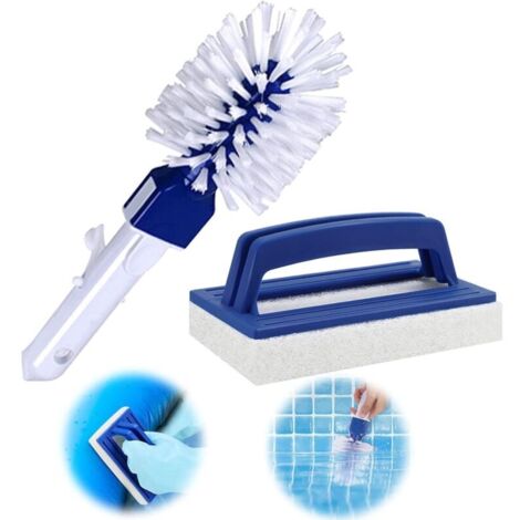 Brosse Éponge Ligne d'eau Brosse de Piscine en Plastique Piscine Tête de Brosse Brosse de Nettoyage de Piscine Kit d'Accessoires de Nettoyage pour Piscine Spa Baignoires Murs Carrelage Plancher 2 PCS (1/5)