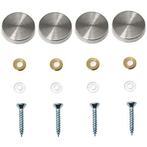 Lot de 4 vis décoratives pour miroir, capuchons décoratifs pour clous, vis décoratives en acier inoxydable poli pour miroirs, armoires ou meubles en verre(0,79"/20 mm) (1/5)
