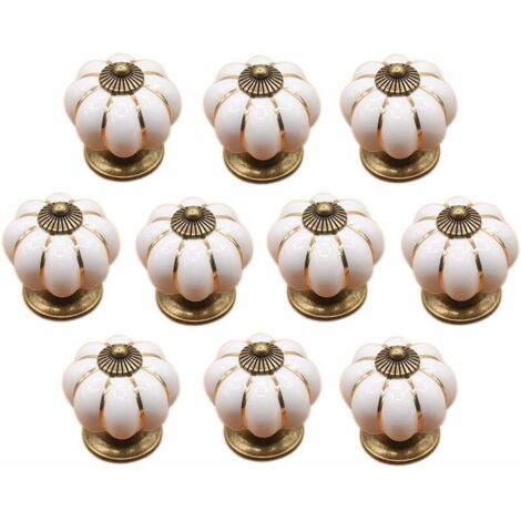 10 x Boutons de tiroir en céramique bouton de meuble forme citrouille pour tiroirs et placards de cuisine,Poignée de forme de potiron en céramique bouton commode armoire de cuisine placard tiroir poig (1/5)