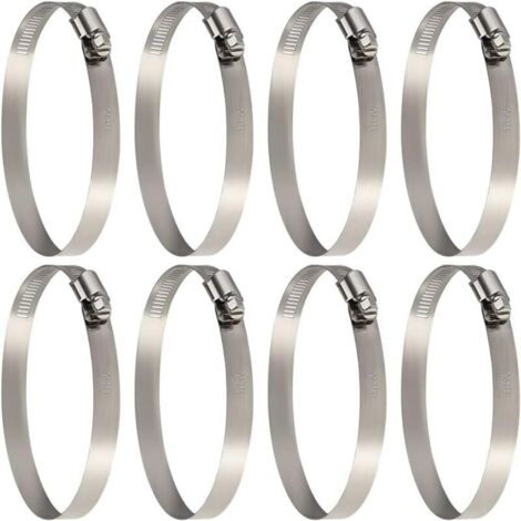 8 pcs Collier Tuyau, réglable 91–114 mm en acier inoxydable Colliers de serrage de Tailles Pour Fixer Tuyaux Souples et Durites (1/5)