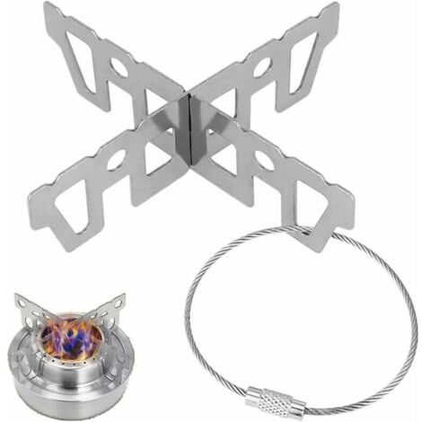 Support Croisé INOX de Casserole Poêle Bouilloire Popote Accessoire pour Réchaud de Camping Réchaud de Randonnée Réchaud à Gaz Réchaud à Alcool Cuisine Extérieure Pique-Nique (1/5)