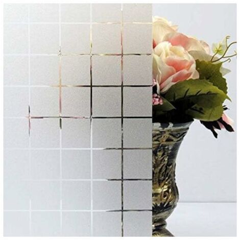 Film de Fenêtre Électrostatique Anti UV Anti Regard Motif à Carreaux Autocollant de Fenêtre pour Bureau Chambre Cuisine Salle de Bain (45 x 200 cm) (1/5)