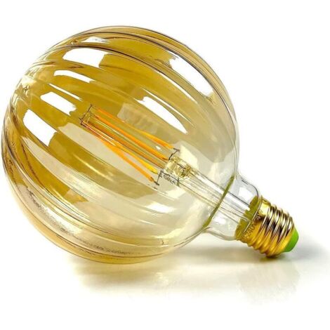 Ampoules LED Vintage 4W Blanc Chaud 2700Kelvin Big Globe Cristal Ampoule LED 220/240V Edison Vis E27 Base Spécialité Ampoule Décorative G125 (Melon) [Classe énergétique D] (1/5)
