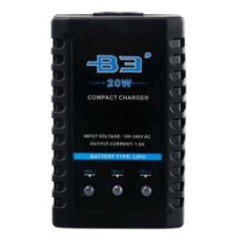 B3 20W 1.6A Pro Balance Charger for 2S 3S 7.4V 11.1V Lithium LiPo Battery Mini Portable RC Airplane Charger - Black