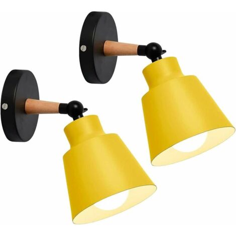2 Packs Appliques Murales Vintages Industrielles Plafonniers Luminaires E27 en Métal Réglable Lampe Murale Interieur Rétro pour Chambre Cuisine Restaurant (Jaune) (1/5)