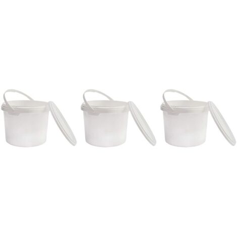 Seau en plastique alimentaire 1L x 3 pièces – Couvercle hermétique – 100% recyclables – Résistant aux chocs et étanche (1/5)
