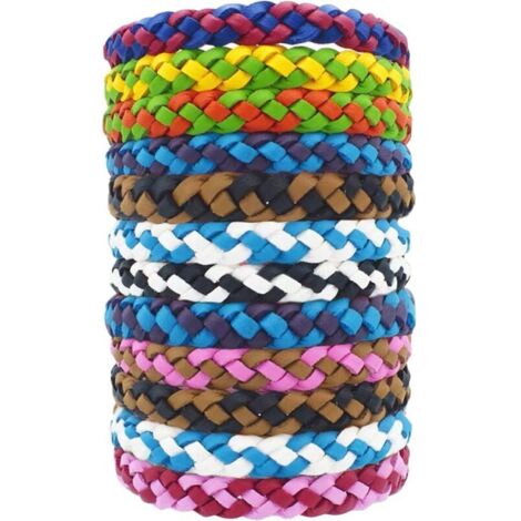 12Pcs Bracelet Anti Moustique Enfant Adulte, Ultrasons Anti-Moustiques Wristband, À Base D'huile Végétale Pure Naturelle, Très Approprié pour Les Activités en Plein Air Les Enfants (A) (1/5)