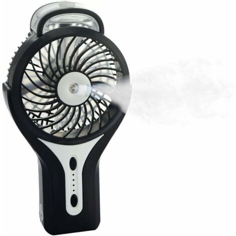 Mini ventilateur brumisateur portable USB avec brume de refroidissement personnelle - Batterie rechargeable - Ventilateur de refroidissement portable pour la maison, le bureau et les voyages - Noir (1/5)