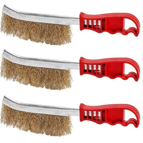 Jeu de 3 Brosses Métallique à Main en Nylon Laiton Acier Inoxydable Acier Inoxydable Grande Brosse Laiton de Nettoyage pour Bois, Nettoyage Scories de Soudage, L'élimination de Rouille (1/5)