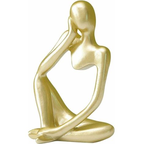 La Statue du penseur, Résine Penseur Sculpture Abstraite Statue Caractère Moderne Figurines Accueil Décor Bureau de Bureau Ornement d'anniversaire Cadeaux Or Gauche (1/5)