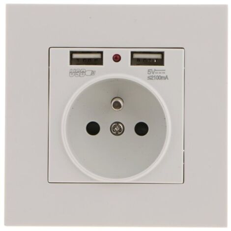Prise Murale, Prise Electrique Murale avec Double USB 5V/2100mA, Prise Encastrable avec 2 Ports de USB Pratique et Manialble (1/5)
