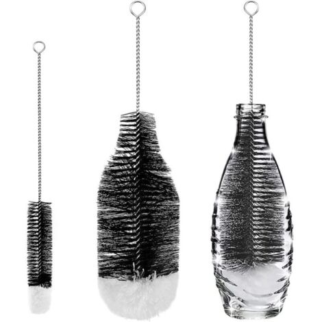 Lot de 2 Goupillon Bouteille Brosses de Nettoyage Brosse Bouteille Nettoyage Avancé pour Bouteilles en Verre Thermos Biberons Et Tasses. (1/5)