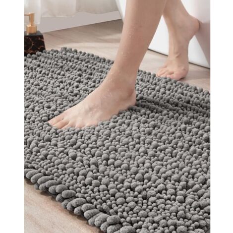 Tapis de Bain antidérapant, Absorbant et Doux, Lavable en Chenille pour Baignoire, Toilettes, Salle de Douche, entrée, 50,8 x 81,3 cm, Gris (1/5)