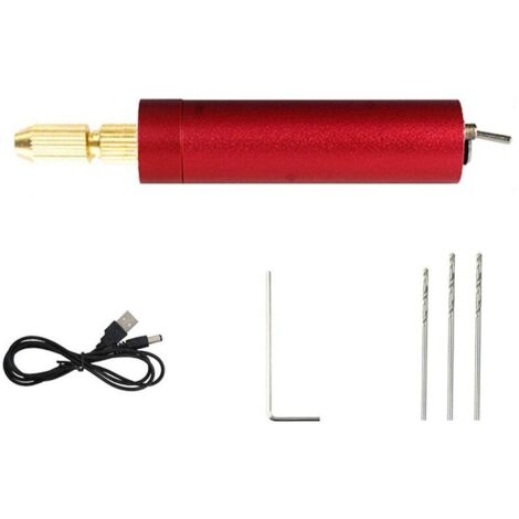 Micro Set de perceuse électrique pour la résine mini perceuse électrique pour la fabrication de bijoux kit d'étai à broches électriques poignée électrique portable bricolage rouge (1/5)