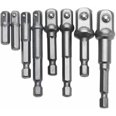 8 Pièces 1/4" 3/8" 1/2" Porte Embouts Magnétique Extension de Vissage Adaptateur Tournevis Hexagonal/Carré Assortiment (1/5)