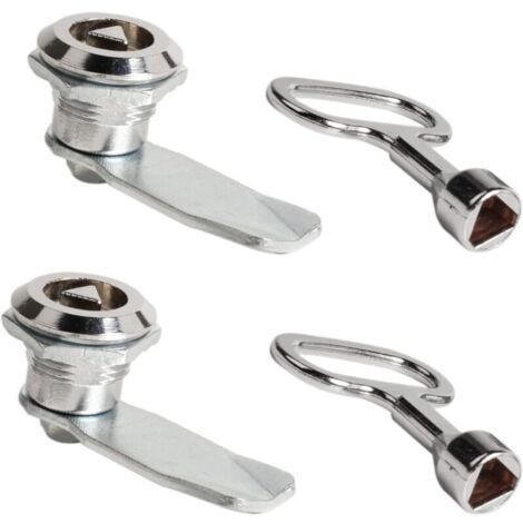 2 Ensembles Verrou de Boite Aux Lettres 20mm Serrure Meuble Serrure à Douille avec Clé Triangle Serrure Casier Boîte au Lettre Sécurité cle Triangulaire en Alliage de Zinc pour Armoires (1/5)