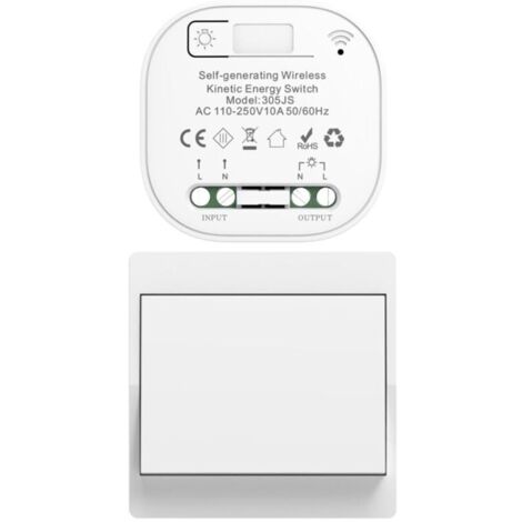 Interrupteur sans fil sans piles kit interupteur sans fil autoalimente va et vient sans fil sans pile radio interrupteur a distance eclairage domestique wireless switch (1/5)