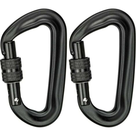 2Pcs Mousqueton Escalade 12KN (1200KG) Robustes Mousqueton Aluminium Mousqueton à Verrouillage en Forme de D pour Hamacs Balançoire de Yoga Camping Porte-clés Chiens de Serrure (1/5)