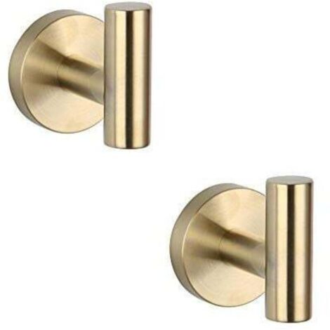 Lot de 2 patères en acier inoxydable SUS 304 doré brossé pour salle de bain (1/4)