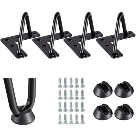 4 Pcs Pieds Meubles en Épingle à Cheveux pour Armoire Chaise 10cm Jambes de Table en Métal avec Vis et Protecteurs de Sol (1/5)
